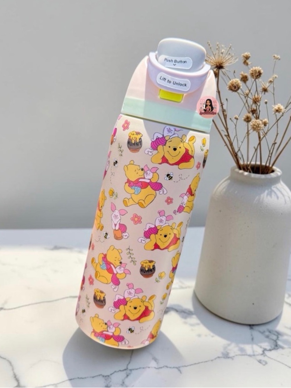 Owala Beige Winnie the Pooh  Stainless Bottle